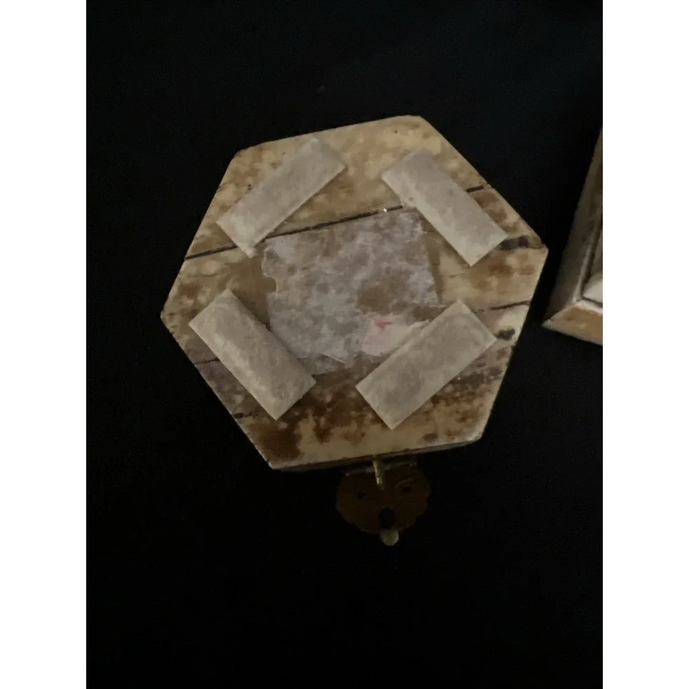 Vintage Small Inlaid Trinket Boxes Velvet Lined Wood Core Set Of 2